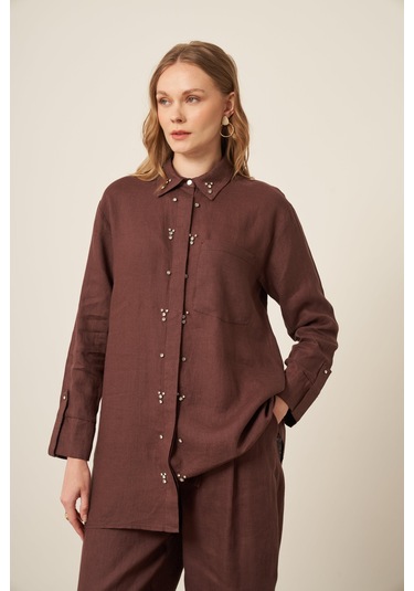 Ftz Women Kadın Ham Keten Takım Kahve 31115 Kahve