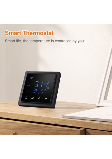 Lemestar Mh-1828 Siyah Duvar Tipi Akıllı Termostat, Zemin Isıtma Kontrol Cihazı, Dahili Ve Dış Sensörlü Oda/zemin Sıcaklığı Regülatörü