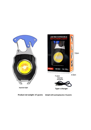 Maiyame Led Çalışma Lambası Anahtarlık - Usb Şarjlı, Sigara Ateşleyici, Taşınabilir Kamp Işığı - 800mah Güçlü Işık - W5147 Mavi Kutulu