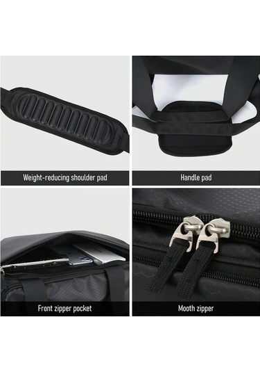 Sandwich Motion003 Siyah Katlanır Fitness Çantası - Ayakkabı Bölmeli Seyahat Sırt Çantası Siyah