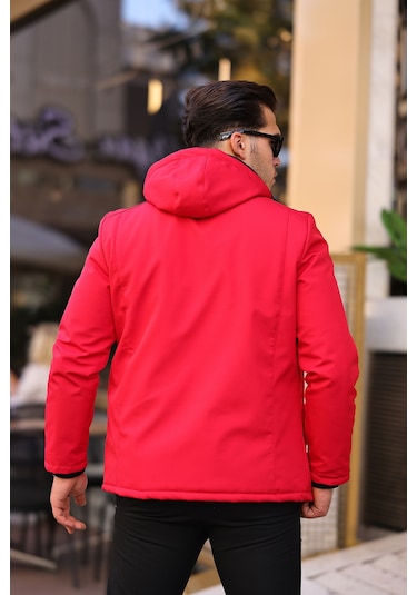 Kırmızı Su Ve Rüzgar Geçirmez Içi Kürklü Softshell Mont Kırmızı