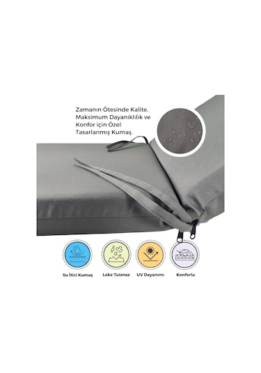 Xpermate Ultra Kalın Şezlong Minderi Su Geçirmez 60x180x7 Gri