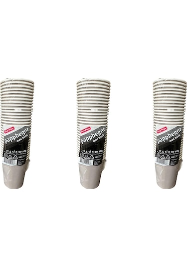 Pappbeger Kulplu Saplı 175 Ml. 6 Oz Kraft Karton Bardak - Gri - 30 Adetlik 3 Paket 3