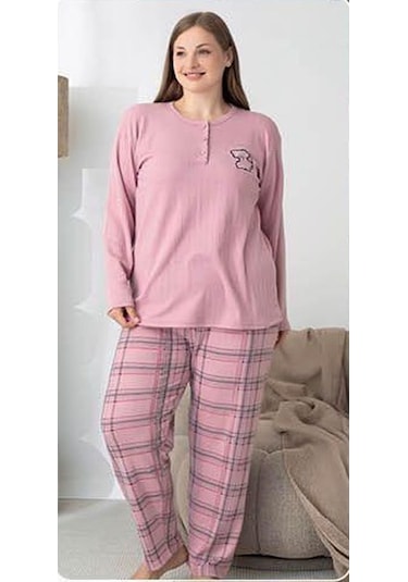 Lindros Kadın Pamuk'lu Düğme Yaka Raporlu İnterlok Kışlık Battal Pijama Takımı 05148 - 1 Adet Pudra Lindros Kadın Pamuk'lu Düğme Yaka Raporlu İnterlok Kışlık Battal Pijama Takımı 05148 - 1 Adet Pudra