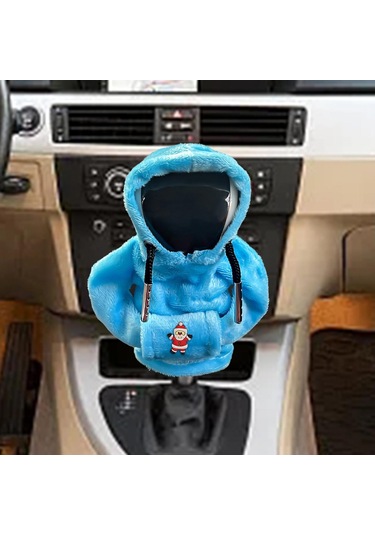 Suntek Yumuşak Peluş Noel Hoodie Vites Topuzu Kol Örtüsü Mavi Santa Sallayarak