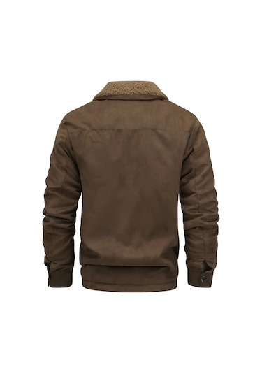 Süet Artı Kadife Kalınlaştırılmış Bol Sıcak Erkek Ceketi Siyah