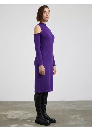 Neohit Omuz Dekolteli Triko Elbise 183652146 Koyu Mor