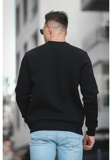 Trc 2173 Üç İplik Şardonlu Kuru Kafa Baskılı Cep Detaylı Erkek Sweatshirt 001
