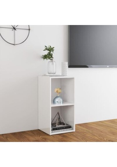 Tdesıgno Utku Televizyon Sehpası - Ünitesi -kitaplık-beyaz 72 Cm 2 Raflı Beyaz