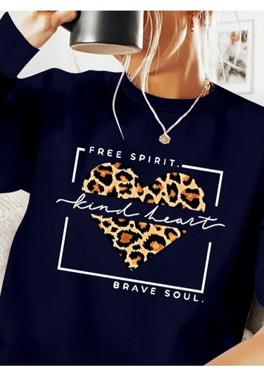 Nnstartshopping Kadın Uzun Kollu Bisiklet Yaka Desenli Viskon Iki Iplik Bluz Lacivert