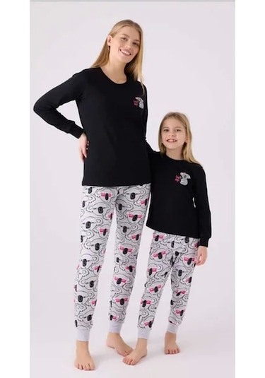 Kız Çocuk Siyah Uzun Kol Pijama Takım Siyah