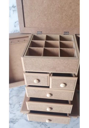 Hobi Adn Takı Kutusu Çok Fonksiyon 7 Çekmece Kutuda Sevk Mdf El Yapım Kahverengi