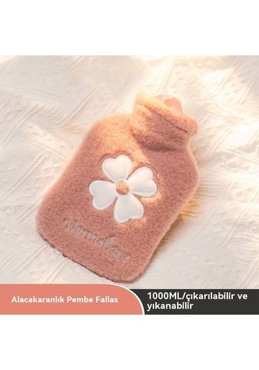 Peluş Su Dolu El Isıtıcı Çanta-pembe 1000ml