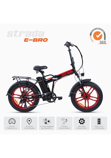Strada E-bro 20 Jant Elektrikli Bisiklet Kırmızı