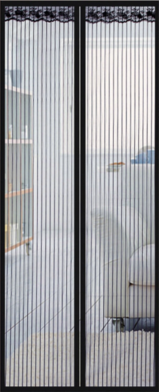 Yunboo Siyah Manyetik Yumuşak Dokuma Moskit Korumalı Sessiz Kapı Perdesi - 90x220 Cm Poliester Malzeme Siyah