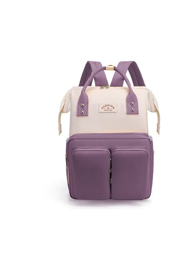 Ccgloball Büyük Kapasiteli Mumya Çantası Anne Ve Bebek Çantası Sırt Çantası Mor - Açık Mavi Mor