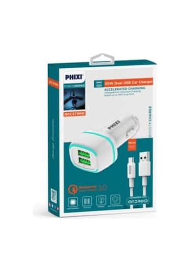 Phıxı Çakmak Şarj Soketi Pd Çift Usb Kablolu Type C 30w