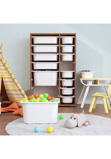 Rine 14 Sepetli Çok Amaçlı Oyuncak Dolabı Tropik Ceviz 2d4k8u Ceviz