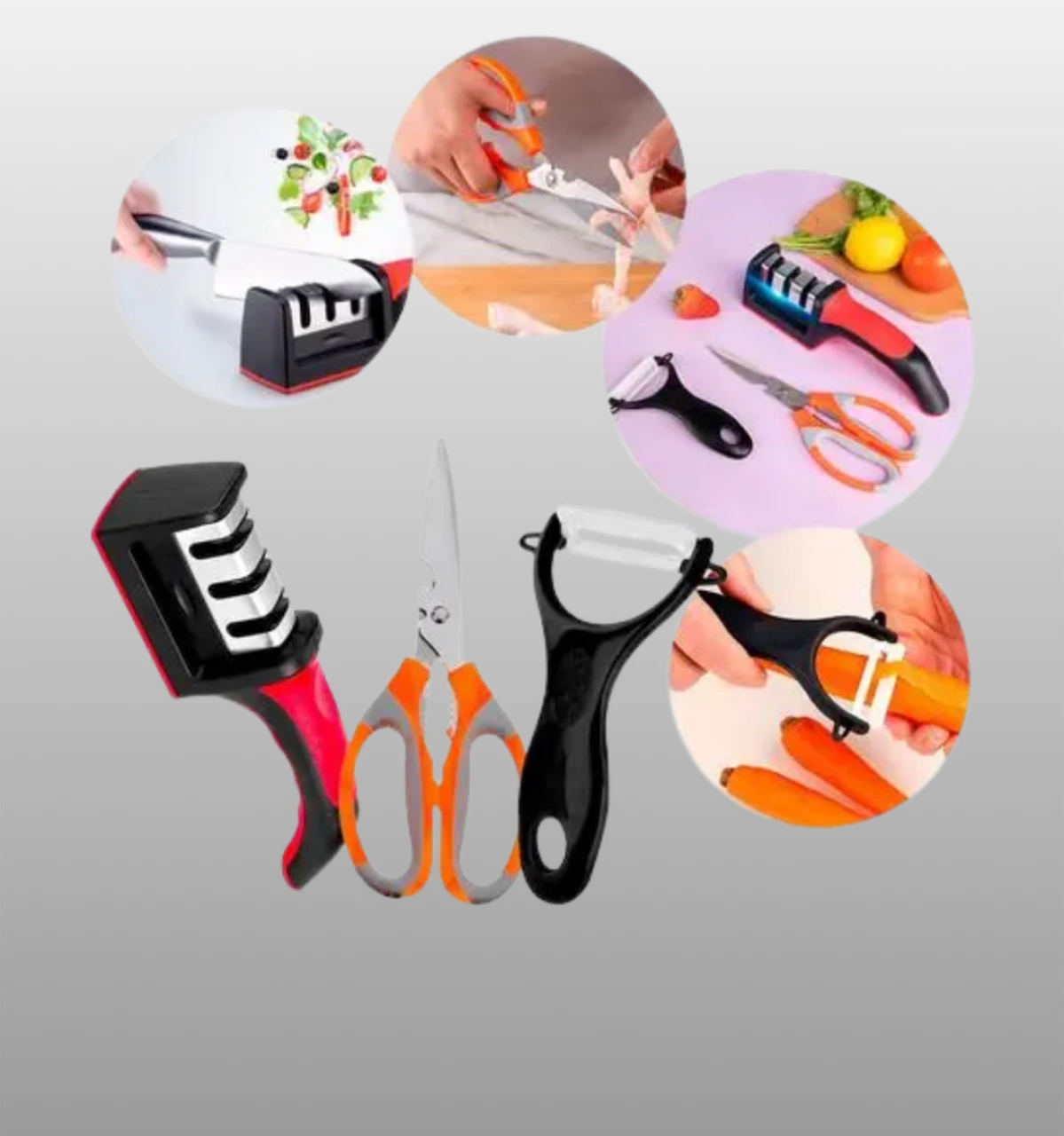 Çok Amaçlı Mutfak Makas Seti Paslanmaz Çelik Ve Ergonomik Tasarım Çok Renkli