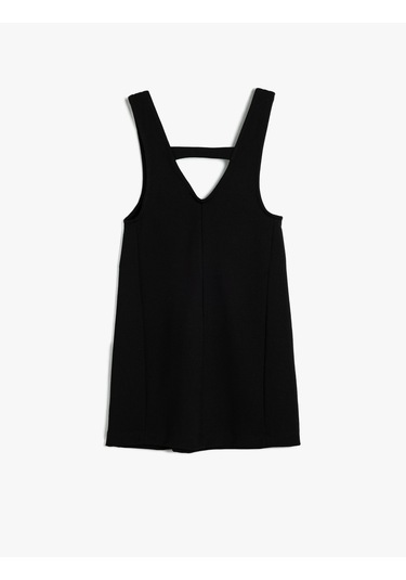 Koton Jile Elbise V Yaka Kapaklı Cep Detaylı Viskon Kumaş Siyah 5wkg80036ak Siyah