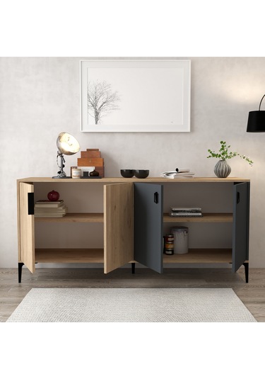 4001 Neva Konsol 180 Cm Sepet - Antrasit Tv Ünitesi - Yemek Odası - Kahve Köşesi Antrasit - Sepet Çok Renkli