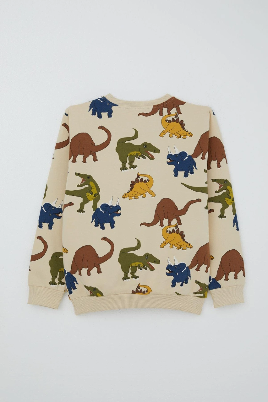 Breeze Erkek Çocuk Eşofman Takım Dinozorlar Alemi Desenli 4-8 Yaş, Bej Bej