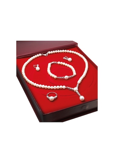 Chavin Inci Gümüş Kolye Küpe Bileklik Yüzük Takım Set Ds33