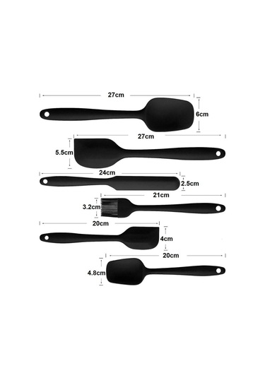 6lı Takım Yanmaz Yapışmaz Mutfak Pasta Slikon Yumurta Fırçası Kaşık Bıçak Spatula Seti Diğer