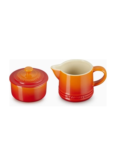 Le Creuset Seramik Sütlük Ve Şekerlik Seti Cezveler Turuncu