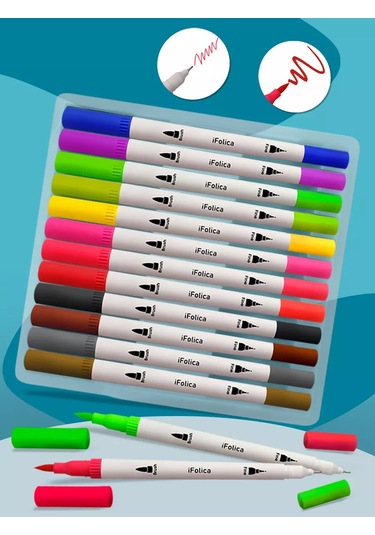 Ajfolika Çift Taraflı İşaretleyici Seti. 12 Renk. 250305284