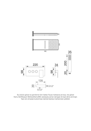 Fause Fau111 Ankastre Comfort Panel Şelale Duş Seti Krom