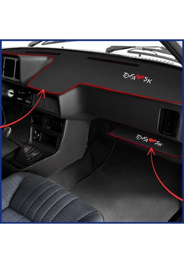 Tofaş Şahin Doğan Kartal Düşük Alçak Torpido Koruma Halısı & Alt Sehpa Halısı Nakışlı Tasarım Siyah