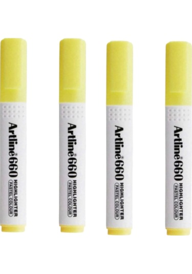 Artline 660 Fosforlu Kalem Kesik Uç 1.0-4.0mm Fosforlu Sarı 4 Adet Fosforlu Sarı