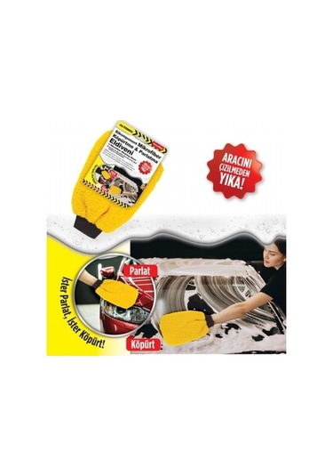 Bikomponent Mikrofiber Köpürtme ve Parlatma Eldiveni Sarı