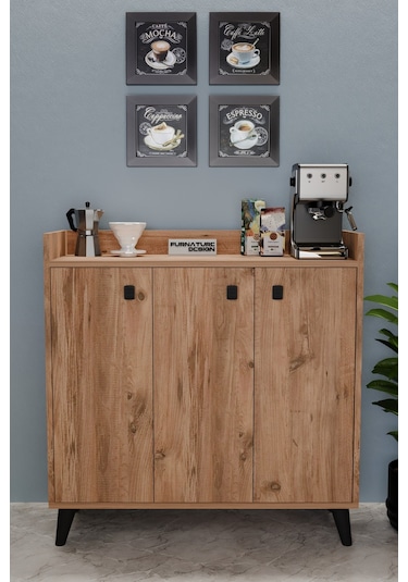 Milan Kahve Köşesi Mutfak Dolabı Çok Amaçlı Kiler Erzak Dolabı Çam