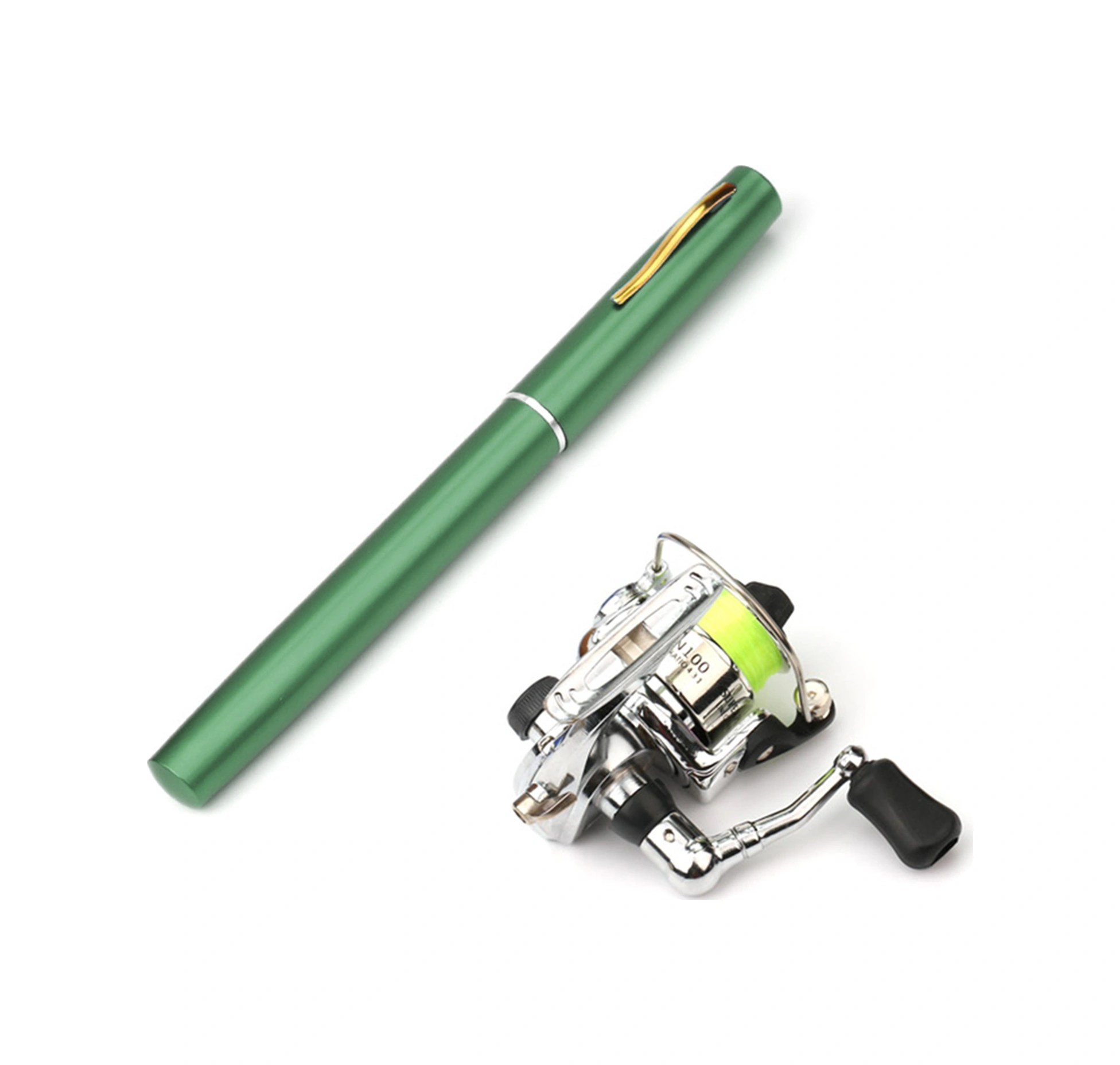 Geeroyoo Yeşil 1 Metre Cam Çelik Fiber Kamış Ve Mini Spinning Makine Seti - Hafif, Çökeltilebilir, Tatlı Ve Tuzlu Su İçin Uygun Yeşil