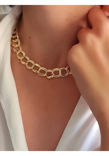 Uzay Yolu Samanyolu Model Zincir Altın Kaplama Gold Renk Kolye Gold