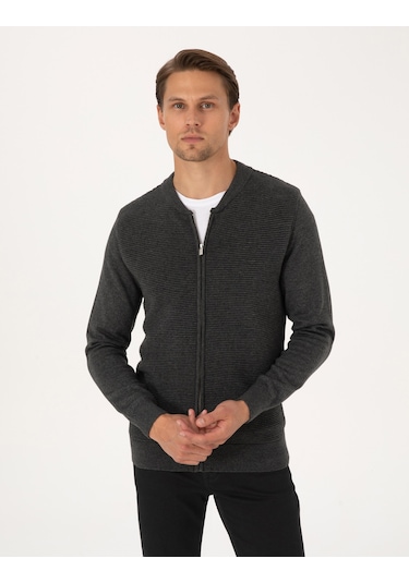 Pierre Cardin Erkek Açık Gri Melanj Hırka Triko 50317333-vr091 Açık Gri Melanj