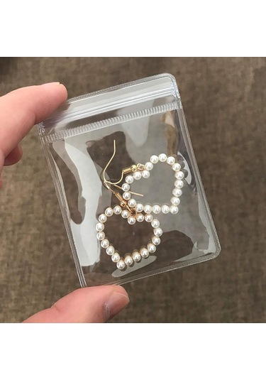 Yunboo 100 Adet 48 Fil Pvc Şeffaf Zip Çanta - Paslanmaz Gümüş Ve Taşlı Takıların Organizasyonu İçin Sert Zarf Şeffaf