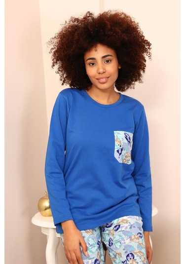 Akbeniz Kadın Uzun Kol Penye Pijama Takım 4194 - S Saks