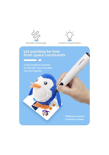 Teltree Myriwell Rp-300b Mavi 3d Yazıcı Kalemi - 10 Renk Pcl Filament + 10 Resim Kitabı, Çocuklar İçin Güvenli, Kreativite Geliştirici