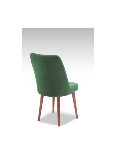 Polo Sandalye - Jerika Yeşil - Ahşap Ceviz Ayak 4 Adet - Salon Sandalyesi / Mutfak Sandalyesi Yeşil