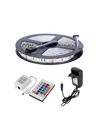 Şerit Led Rgb 24 Tuşlu Kumandalı 16 Renk 3 Çip 5050 Smd
