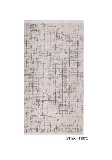 My Evilla Modern Dekoratif Star Seri Krem Gri Dokuma Halı Star4107c