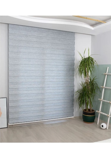 İthal Bambu Açık Gri Zebra Stor Perde Etek Dilimsiz Gri