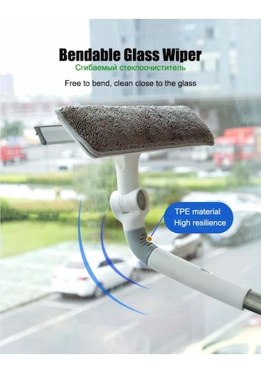 Yedek Bezli Cam Silme Aparatı Bükülebilir Teleskopik Camsil