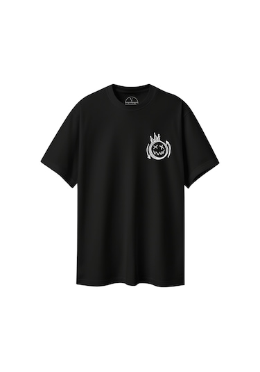Velvoria Unisex Oversize Streetwear Baskılı Siyah Renk T-shirt