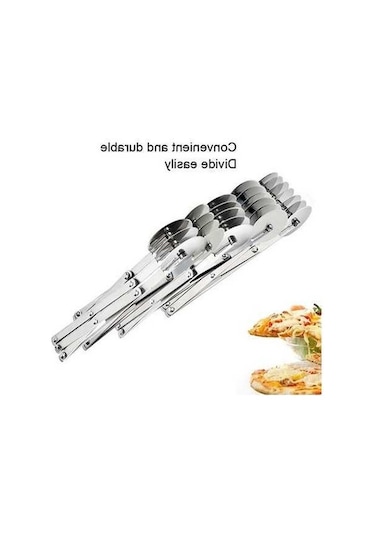 Fastbuy Paslanmaz Çelik Geri Çekilebilir Pizza Bıçağı, 5 Tekerlekli, Çok Amaçlı, Uygun Herkes İçin Pizza Hizmetleri İçin Diğer