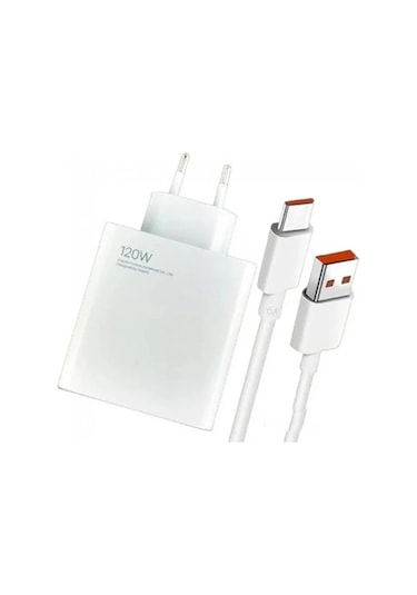 General Mobile Gm 9 Plus Uyumlu -120w Type C Şarj Aleti Ve 6 Amper Type C Şarj Kablosu Beyaz