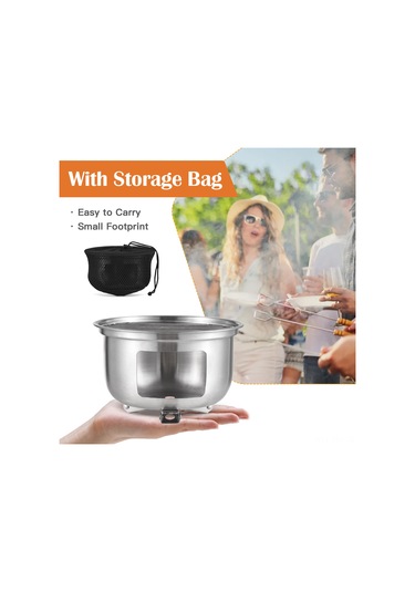 Yaleker Çelik Paslanmaz Dört İşlevli Taşınabilir Kamp Mangalı - Izgara, Kaynatma, Pişirme, Kavurma İçin Taşınabilir Outdoor Aleti Çok Renkli